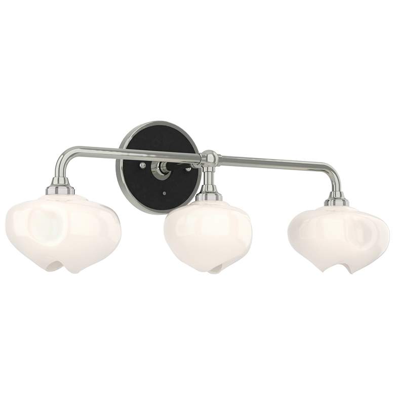 Image 1 Ume 22 inchW 3-Light Black Accented Curved Arm Sterling Sconce w/ Frosted 