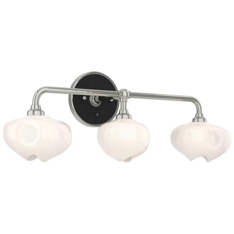 Image 1 Ume 22"W 3-Light Black Accented Curved Arm Sterling Sconce w/ Frosted