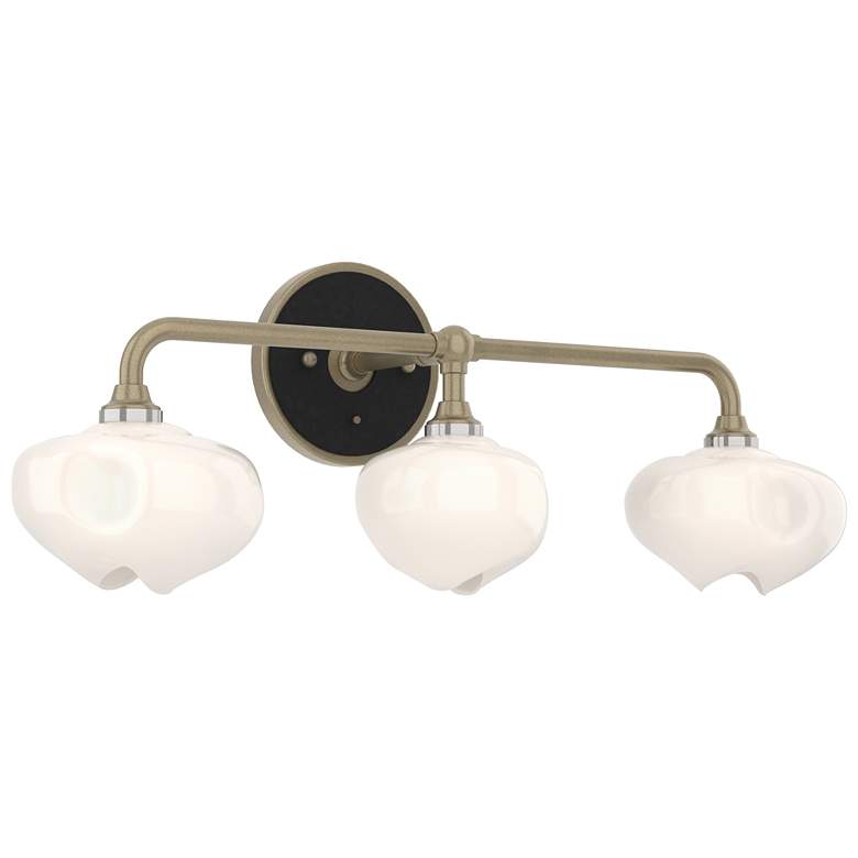 Image 1 Ume 22 inchW 3-Light Black Accented Curved Gold Sconce w/ Frosted Shade