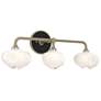 Ume 22"W 3-Light Black Accented Curved Gold Sconce w/ Frosted Shade