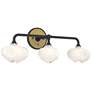 Ume 22"W 3-Light Brass Accented Black Bath Sconce w/ Frosted Shade