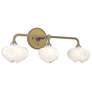 Ume 22"W 3-Light Brass Accented Curved Arm Gold Sconce w/ Frosted Shad