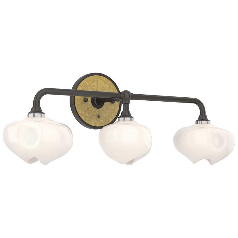 Image 1 Ume 22 inchW 3-Light Brass Accented Oil Rubbed Bronze Sconce w/ Frosted Sh