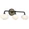 Ume 22"W 3-Light Gold Accented Black Bath Sconce w/ Frosted Shade