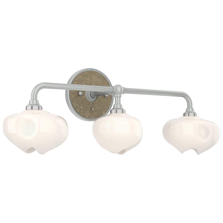 Image 1 Ume 22 inchW 3-Light Gold Accented Curved Arm  Bath Sconce w/ Frosted Shad