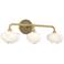 Ume 22"W 3-Light Gold Accented Curved Brass Bath Sconce w/ Frosted Sha