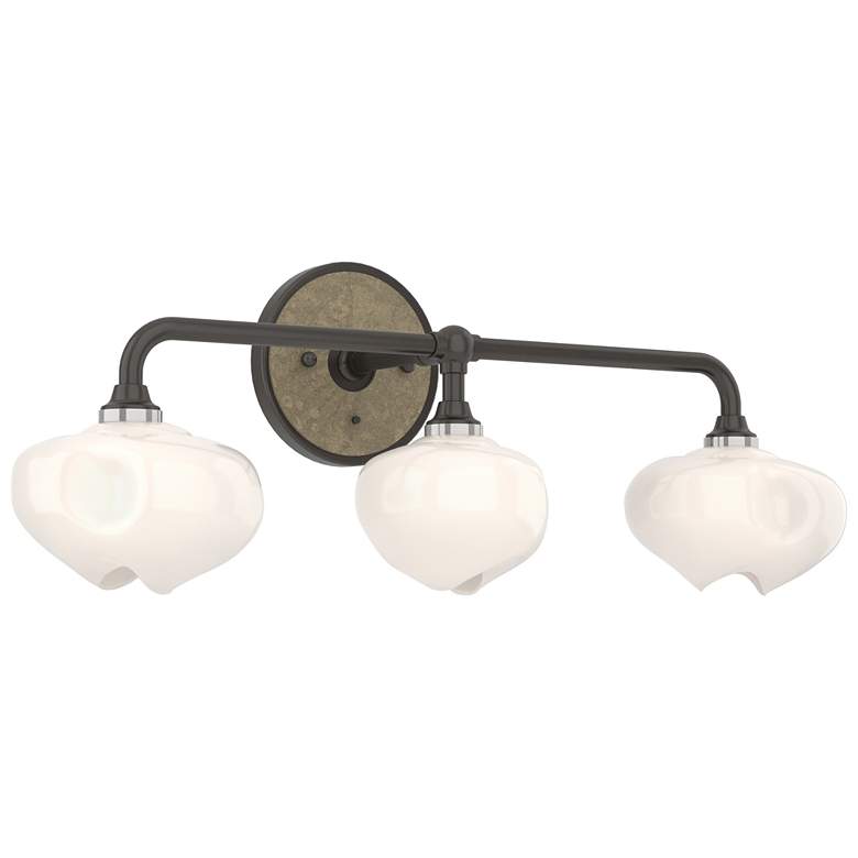 Image 1 Ume 22"W 3-Light Gold Accented Oil Rubbed Bronze Sconce w/ Frosted Sha