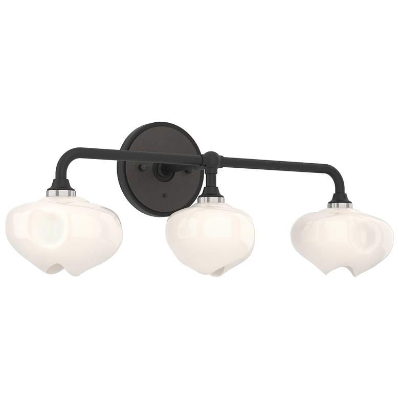 Image 1 Ume 22 inchW 3-Light Oil Rubbed Bronze Accented Black Sconce w/ Frosted Sh