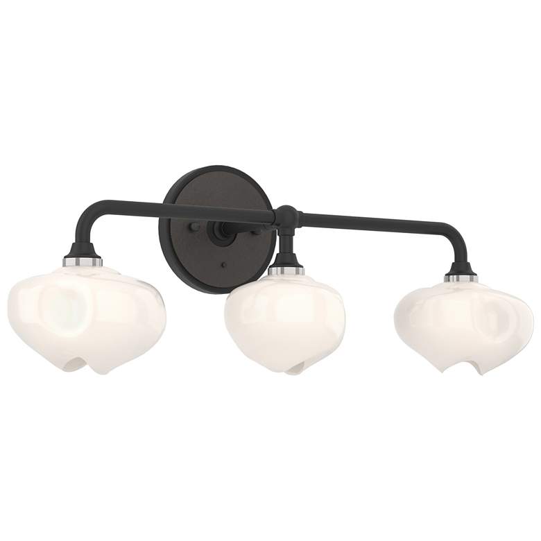Image 1 Ume 22"W 3-Light Oil Rubbed Bronze Accented Black Sconce w/ Frosted Sh