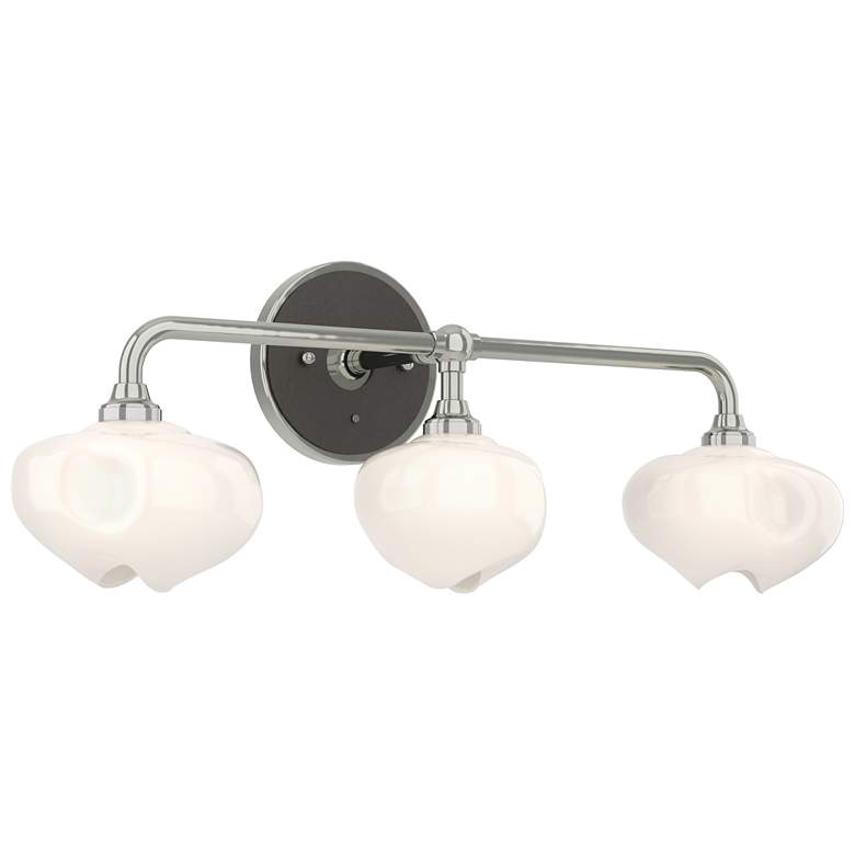 Image 1 Ume 22 inchW 3-Light Oiled Bronze Accent Curved Sterling Frosted Shade Sco