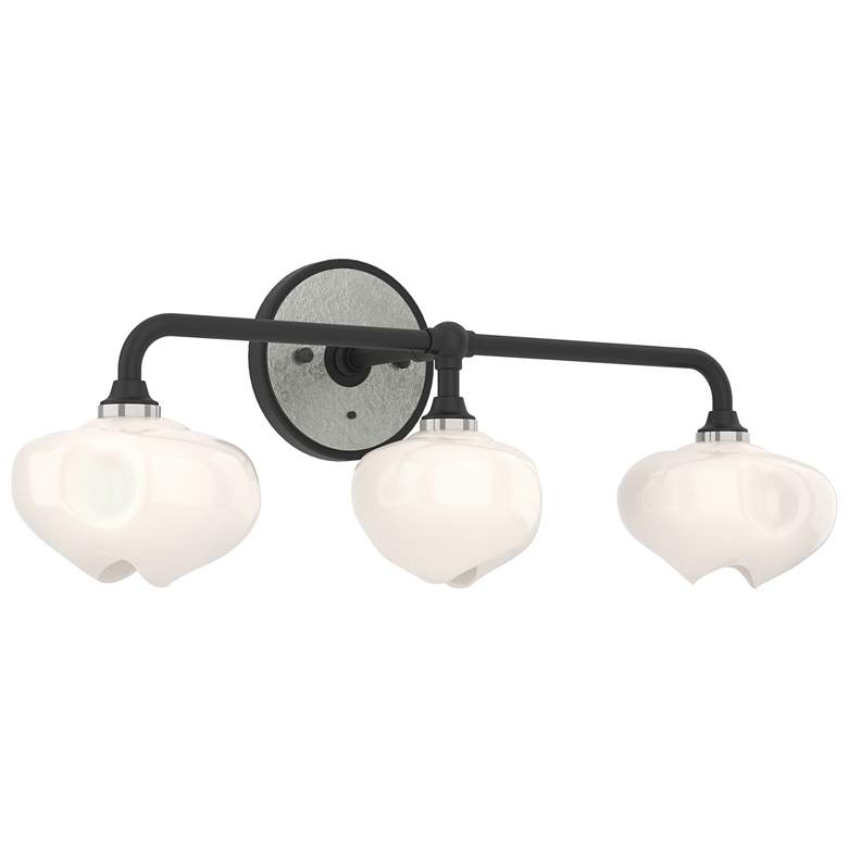 Image 1 Ume 22"W 3-Light Sterling Accented Black Bath Sconce w/ Frosted Shade