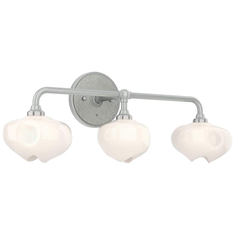 Image 1 Ume 22 inchW 3-Light Sterling Accented Curved Arm  Bath Sconce w/ Frosted 