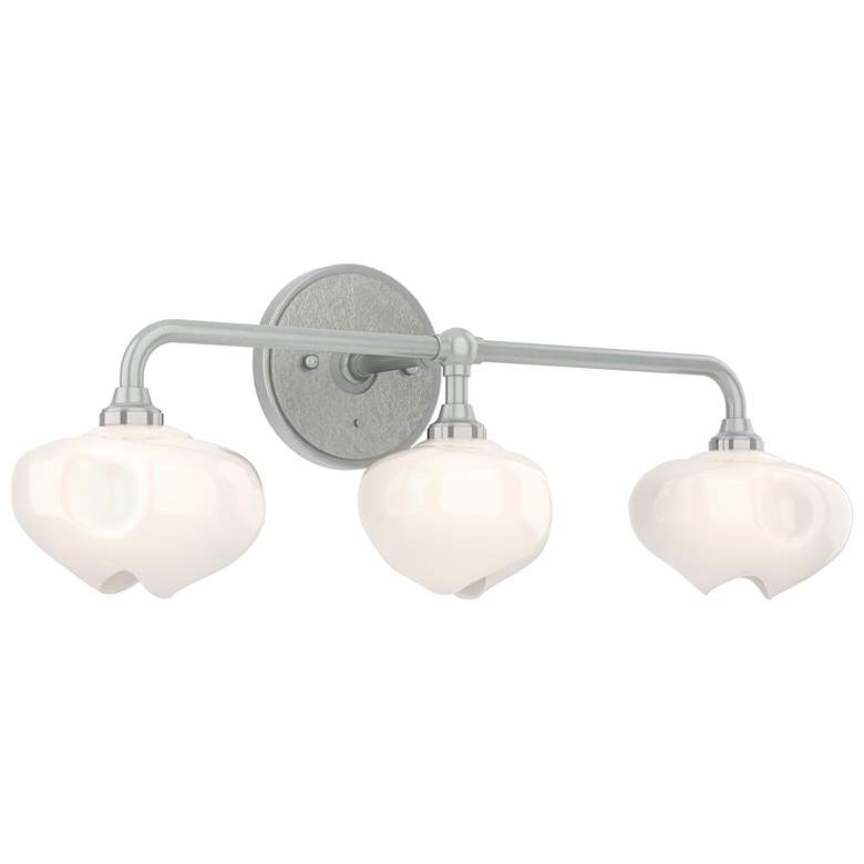 Image 1 Ume 22"W 3-Light Sterling Accented Curved Arm Bath Sconce w/ Frosted