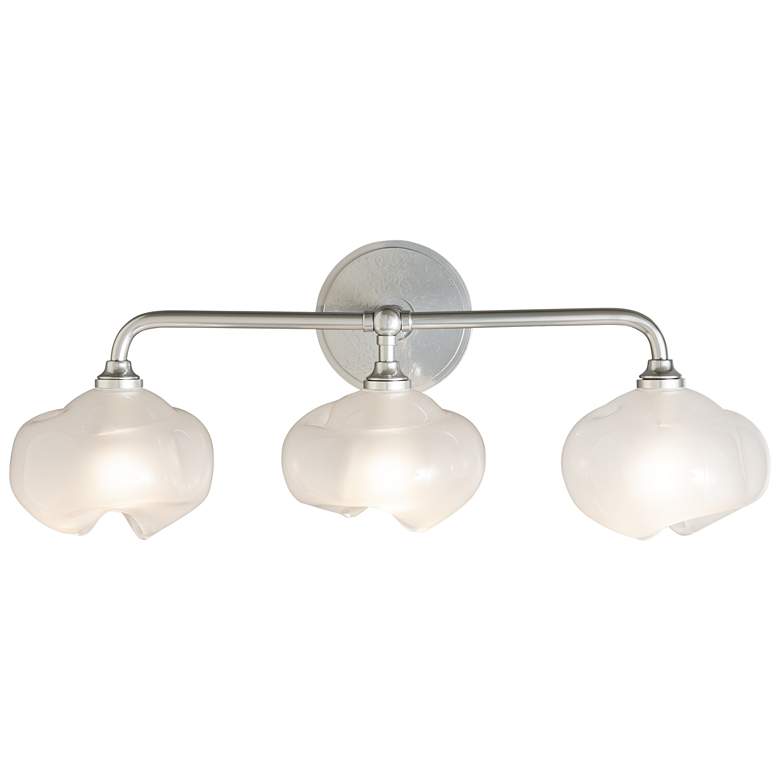 Image 1 Ume 3-Light Curved Arm Bath Sconce - Sterling Finish - Frosted Glass