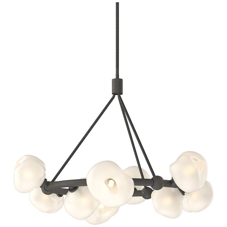 Image 1 Ume 32" Wide 9-Light Natural Iron Ring Pendant With Frosted Glass Shad