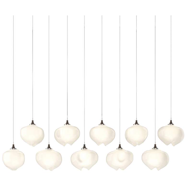 Image 1 Ume 44.7"W 10-Light Rectangular Bronze Long Pendant w/ Frosted Glass S