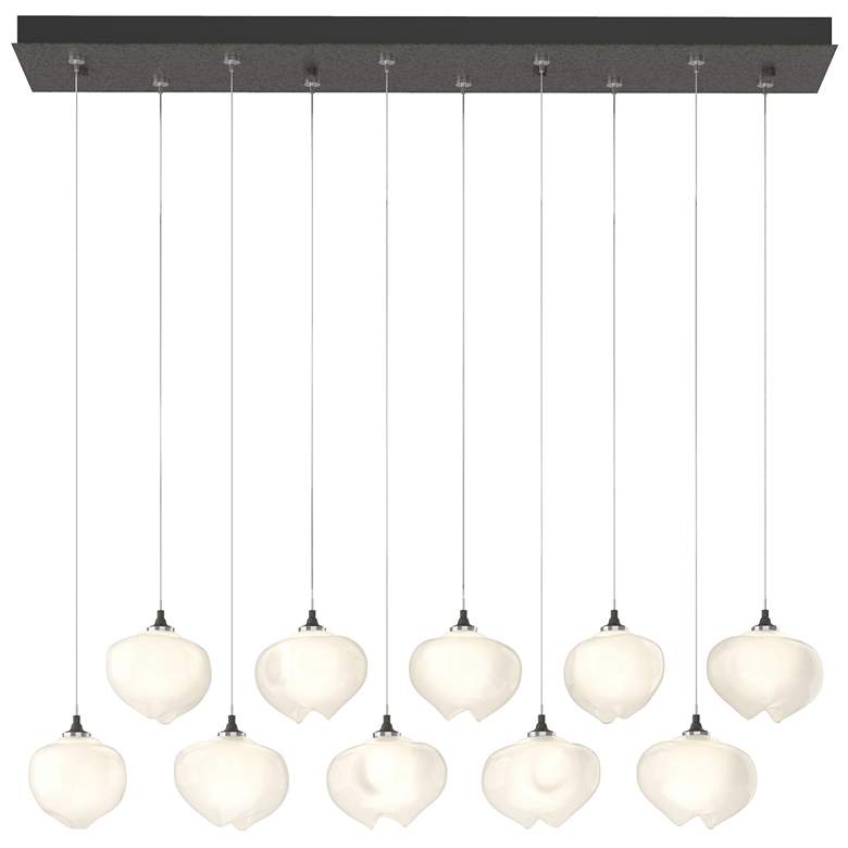 Image 1 Ume 44.7"W 10-Light Rectangular Iron Standard Pendant w/ Frosted Shade
