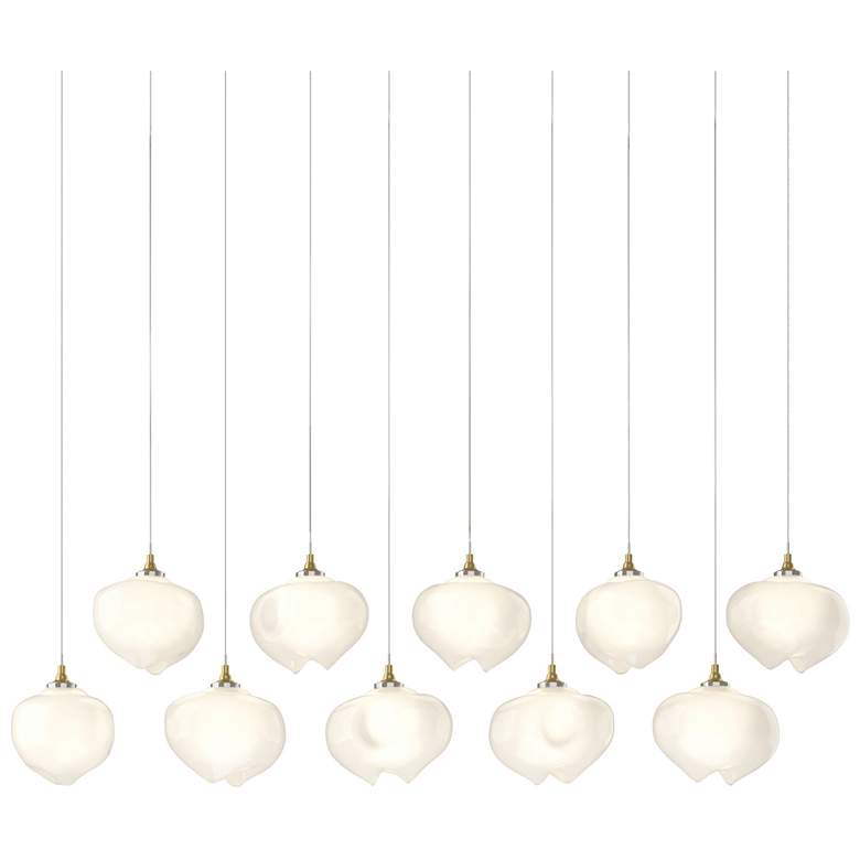 Image 1 Ume 44.7"W 10-Light Rectangular Modern Brass Long Pendant w/ Frosted S