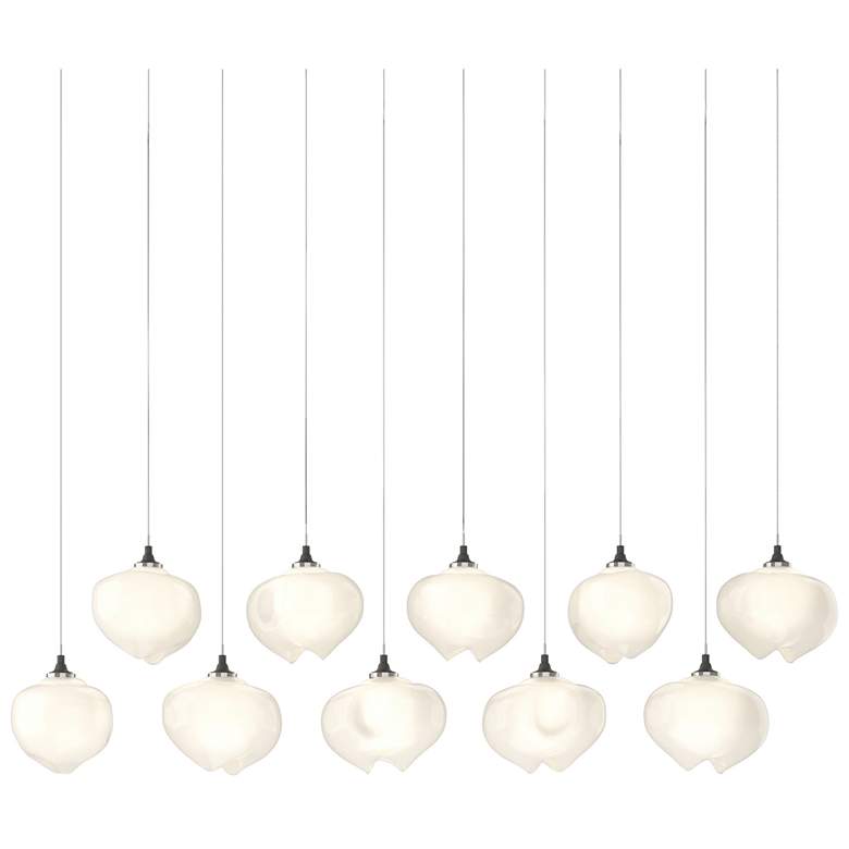 Image 1 Ume 44.7"W 10-Light Rectangular Natural Iron Long Pendant w/ Frosted S