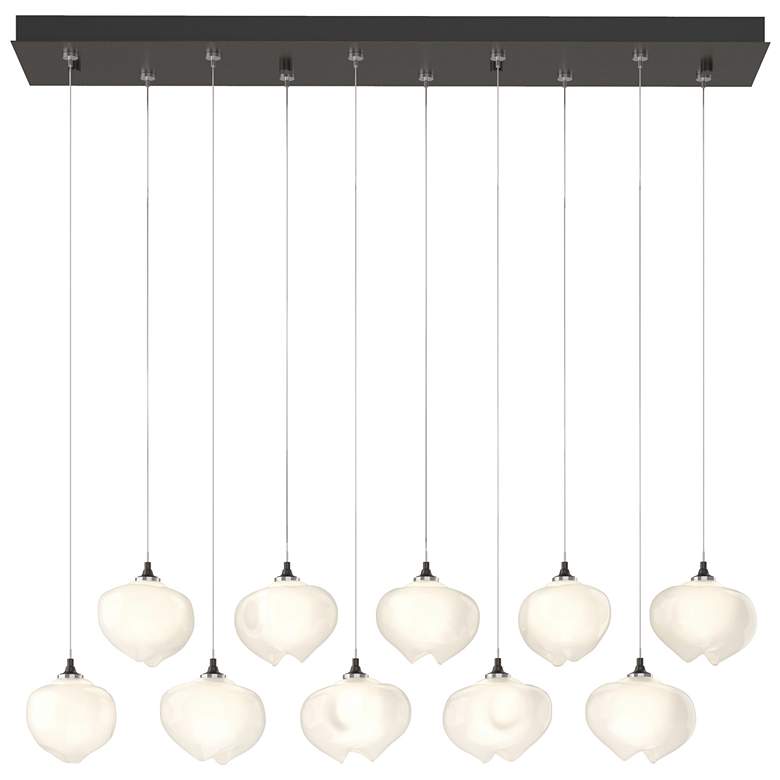 Image 1 Ume 44.7"W 10-Light Rectangular Oiled Bronze Standard Frost Shade Pend