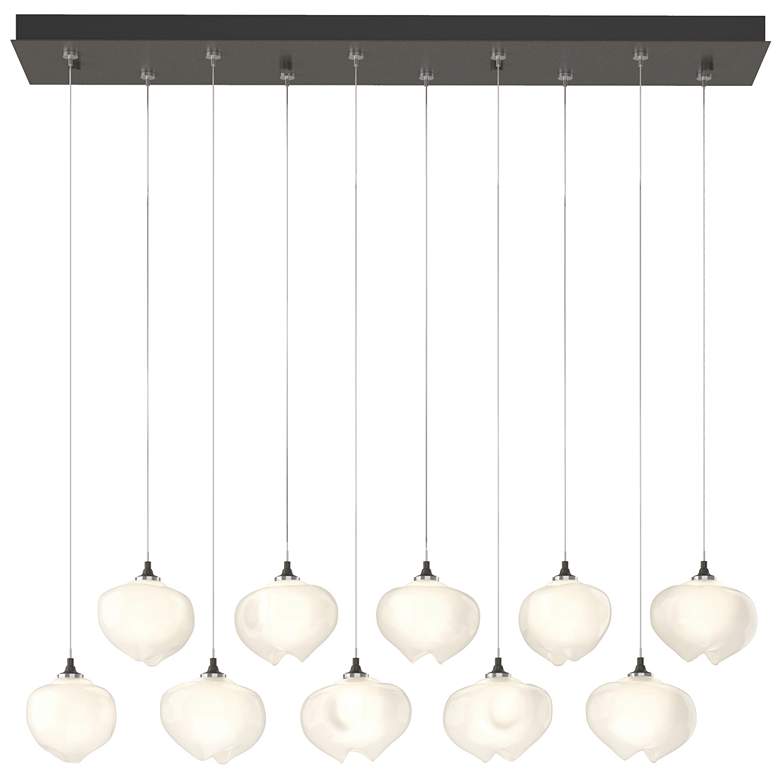 Image 1 Ume 44.7"W 10-Light Rectangular Smoke Standard Pendant w/ Frosted Shad