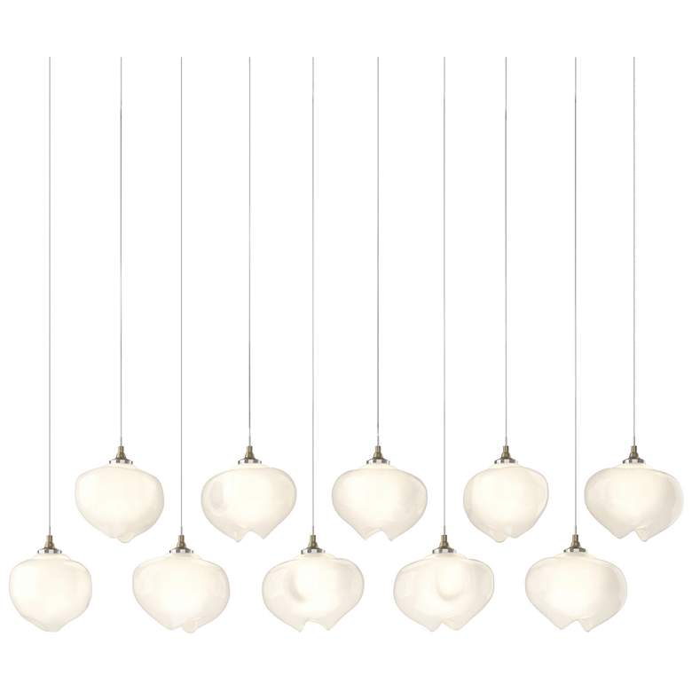 Image 1 Ume 44.7"W 10-Light Rectangular Soft Gold Long Pendant w/ Frosted Shad