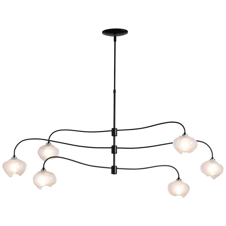 Image 1 Ume 58.6" Wide 6.Light Large Black Pendant With Frosted Glass Shade