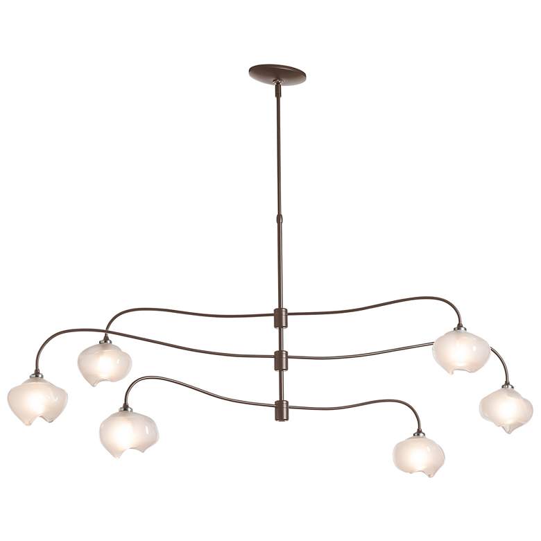 Image 1 Ume 58.6" Wide 6.Light Large Bronze Pendant With Frosted Glass Shade