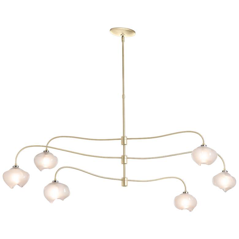 Image 1 Ume 58.6" Wide 6.Light Large Modern Brass Pendant With Frosted Glass S