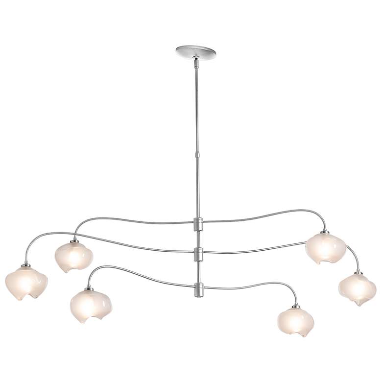 Image 1 Ume 58.6" Wide 6.Light Large Sterling Pendant With Frosted Glass Shade