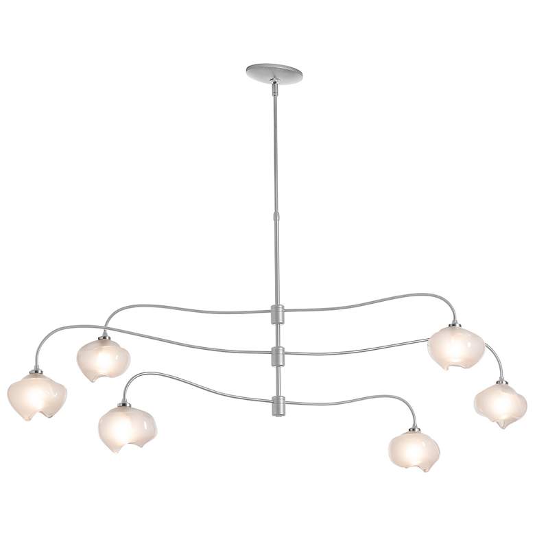 Image 1 Ume 58.6"W 6.Light Large Vintage Platinum Pendant With Frosted Glass S