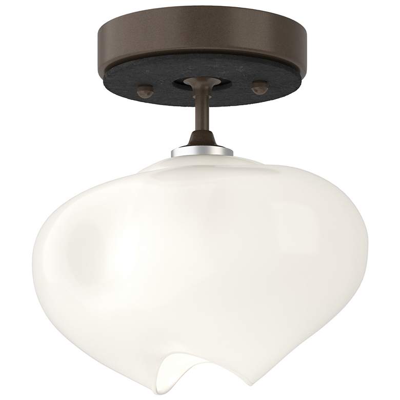 Image 1 Ume 6.3" Wide Black Accented Bronze Semi-Flush With Frosted Glass