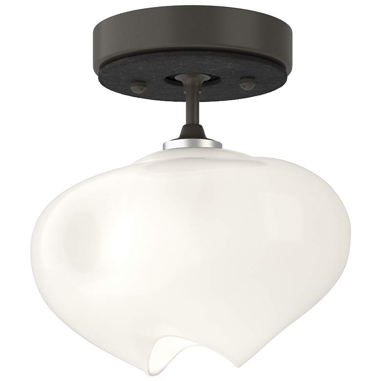 Image 1 Ume 6.3" Wide Black Accented Dark Smoke Semi-Flush With Frosted Glass