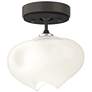 Ume 6.3" Wide Black Accented Dark Smoke Semi-Flush With Frosted Glass