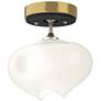 Ume 6.3" Wide Black Accented Modern Brass Semi-Flush With Frosted Glas