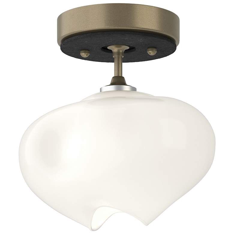 Image 1 Ume 6.3" Wide Black Accented Soft Gold Semi-Flush With Frosted Glass