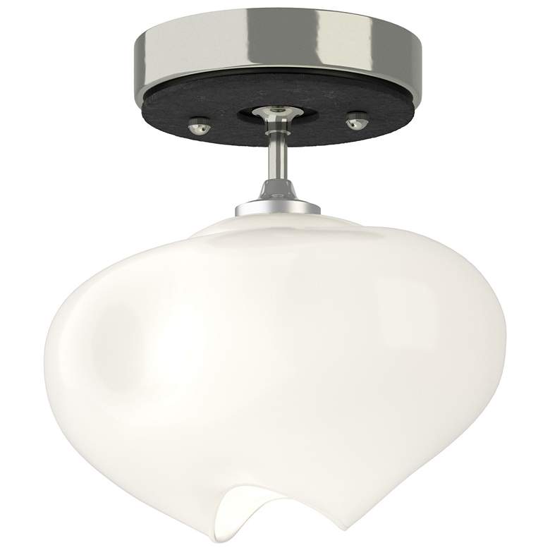 Image 1 Ume 6.3" Wide Black Accented Sterling Semi-Flush With Frosted Glass