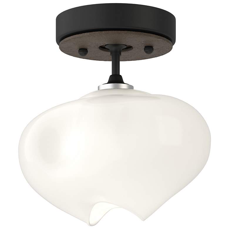 Image 1 Ume 6.3" Wide Bronze Accented Black Semi-Flush With Frosted Glass