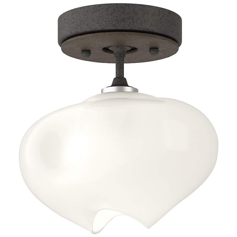 Image 1 Ume 6.3" Wide Bronze Accented Natural Iron Semi-Flush With Frosted Gla