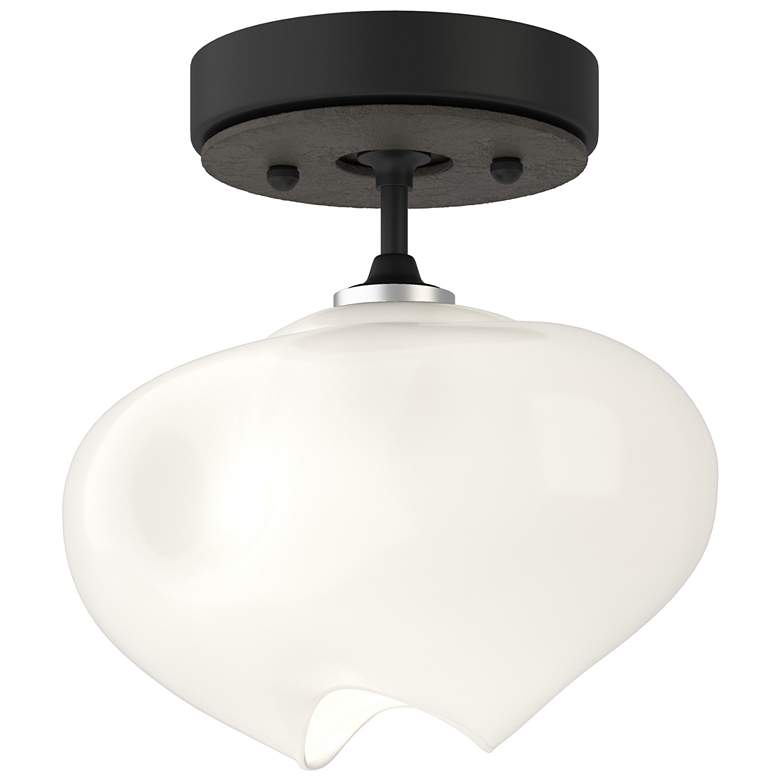 Image 1 Ume 6.3" Wide Dark Smoke Accented Black Semi-Flush With Frosted Glass