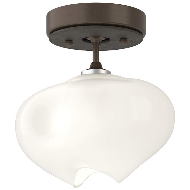 Image 1 Ume 6.3" Wide Dark Smoke Accented Bronze Semi-Flush With Frosted Glass