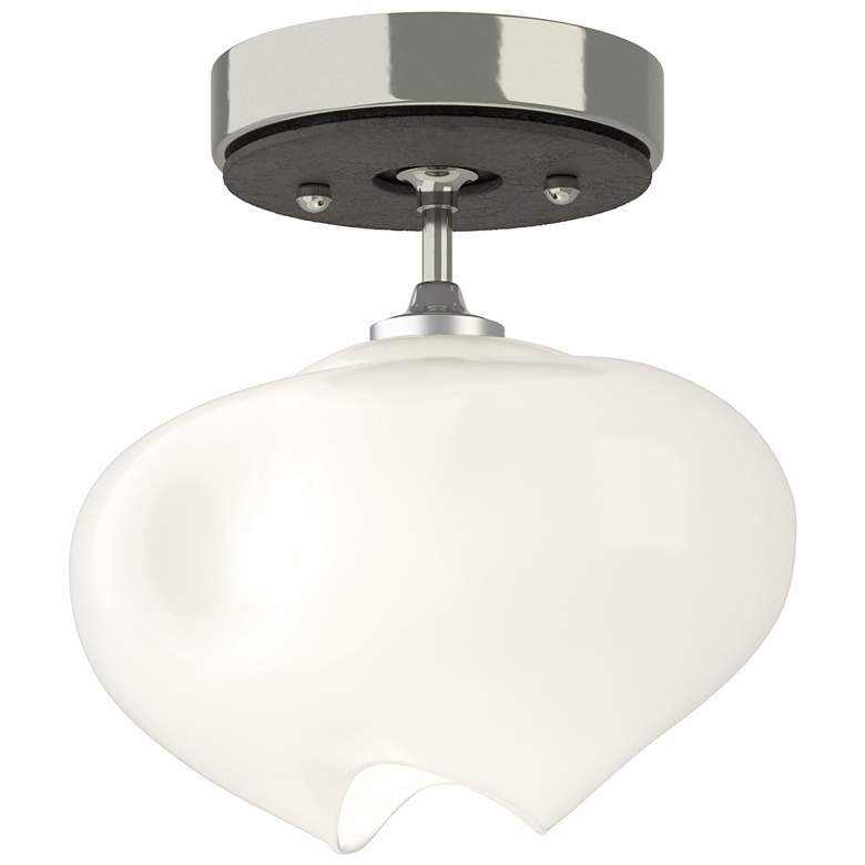 Image 1 Ume 6.3 inch Wide Dark Smoke Accented Sterling Semi-Flush With Frosted Gla
