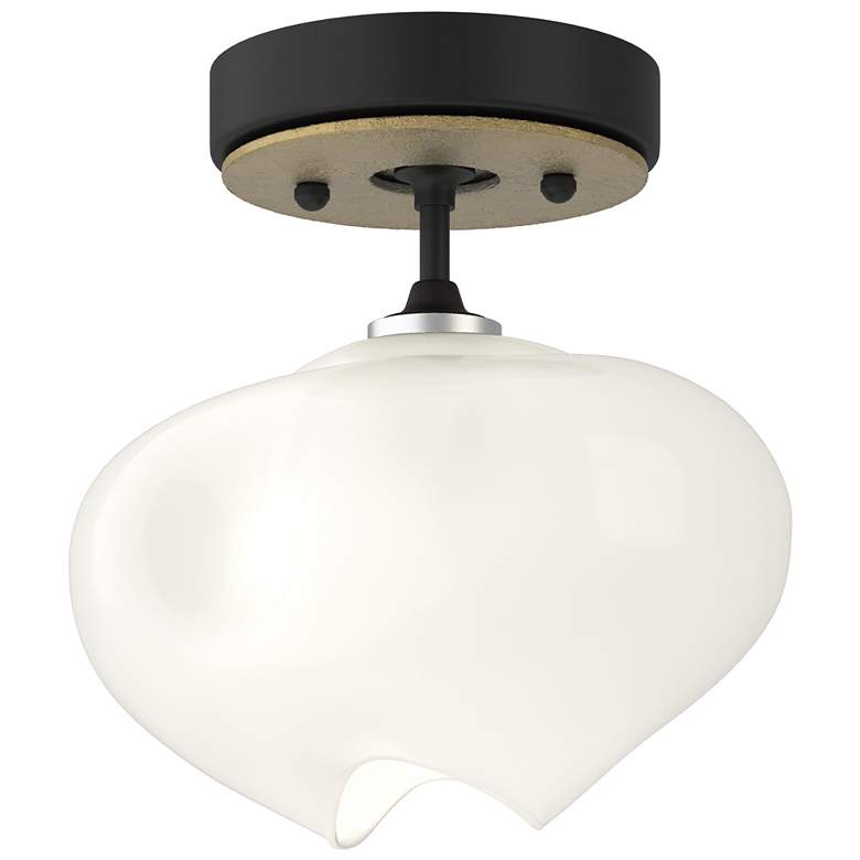 Image 1 Ume 6.3 inch Wide Modern Brass Accented Black Semi-Flush With Frosted Glas