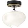 Ume 6.3" Wide Modern Brass Accented Black Semi-Flush With Frosted Glas