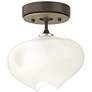 Ume 6.3" Wide Modern Brass Accented Bronze Semi-Flush With Frosted Gla