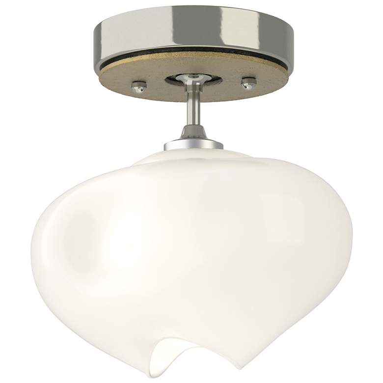 Image 1 Ume 6.3" Wide Modern Brass Accented Sterling Semi-Flush With Frosted G