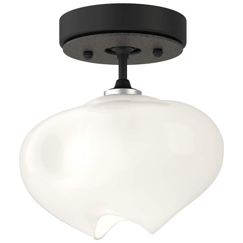 Image 1 Ume 6.3" Wide Natural Iron Accented Black Semi-Flush With Frosted Glas
