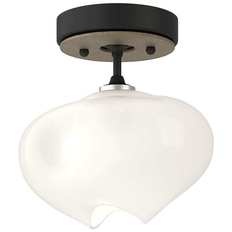 Image 1 Ume 6.3" Wide Soft Gold Accented Black Semi-Flush With Frosted Glass