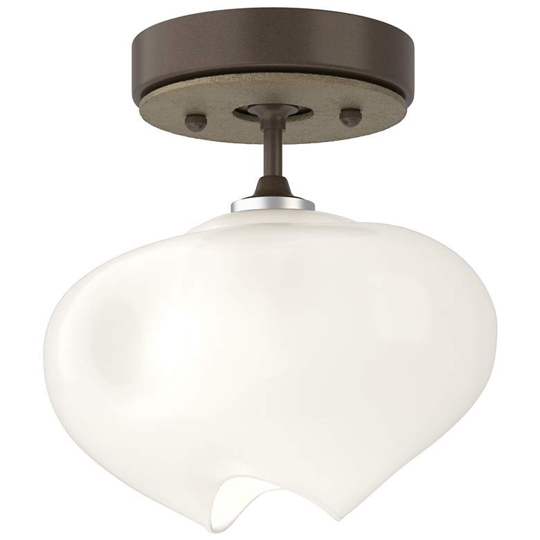 Image 1 Ume 6.3" Wide Soft Gold Accented Bronze Semi-Flush With Frosted Glass