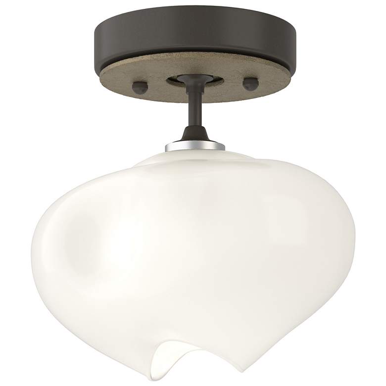 Image 1 Ume 6.3" Wide Soft Gold Accented Dark Smoke Semi-Flush With Frosted Gl